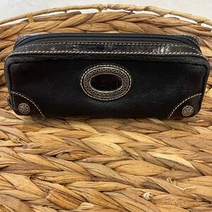 Brighton Black Leather Makeup Accessory Bag